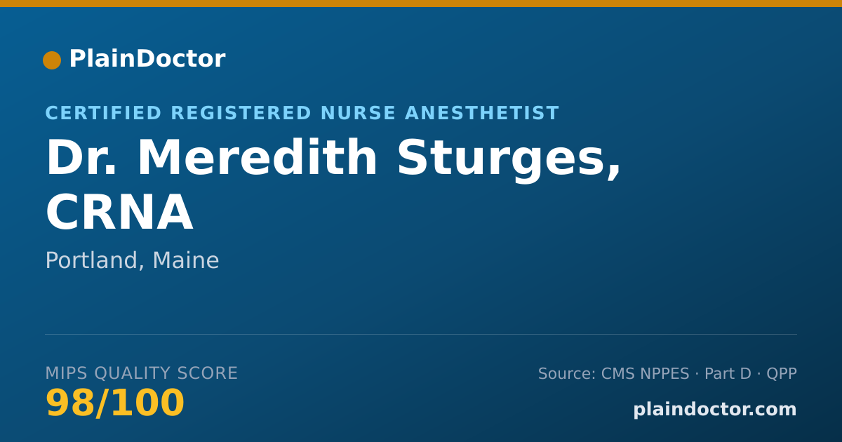 Shareable card for Meredith Sturges, CRNA - Certified Registered Nurse Anesthetist, Portland, ME