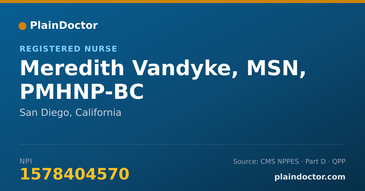 Shareable card for Meredith Vandyke, MSN, PMHNP-BC - Registered Nurse, San Diego, CA