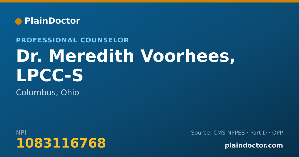 Shareable card for Meredith Voorhees, LPCC-S - Professional Counselor, Columbus, OH