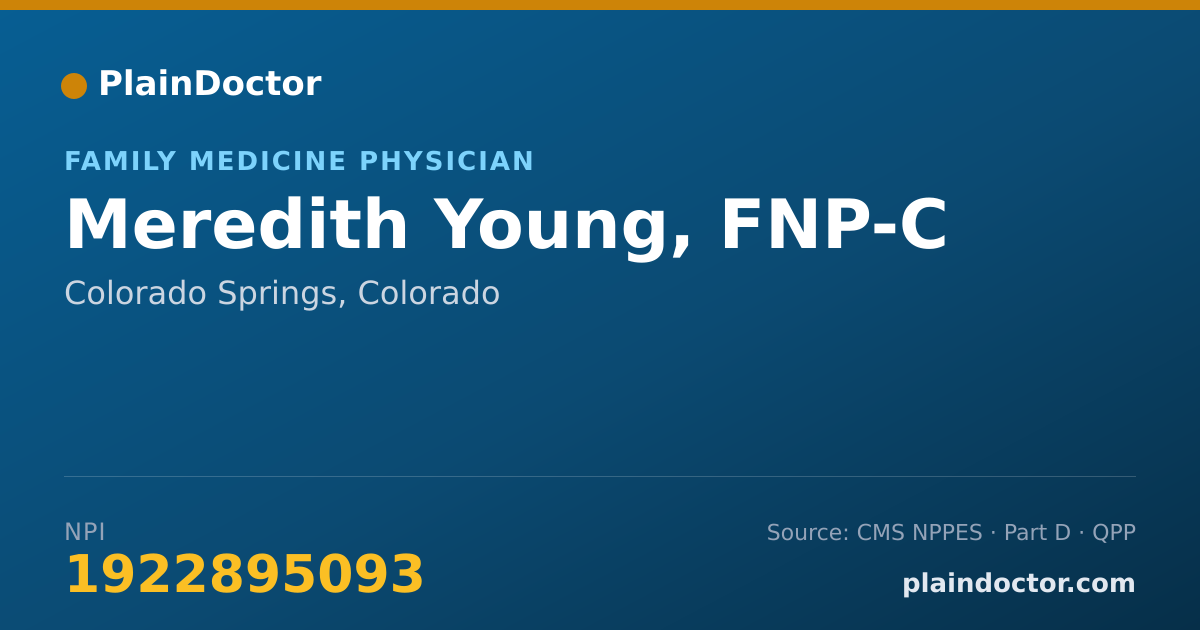 Shareable card for Meredith Young, FNP-C - Family Medicine Physician, Colorado Springs, CO