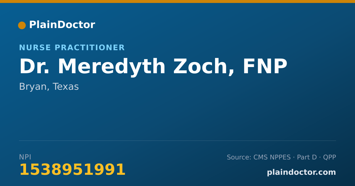 Shareable card for Meredyth Zoch, FNP - Nurse Practitioner, Bryan, TX