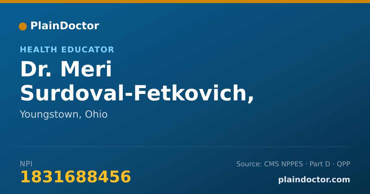 Shareable card for Meri Surdoval-Fetkovich, MS, CSCS - Health Educator, Youngstown, OH