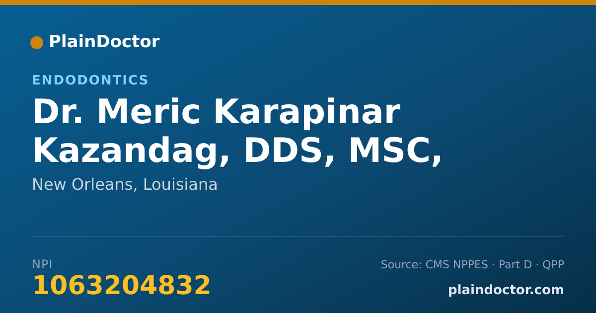 Shareable card for Meric Karapinar Kazandag, DDS, MSC, PHD - Endodontics, New Orleans, LA