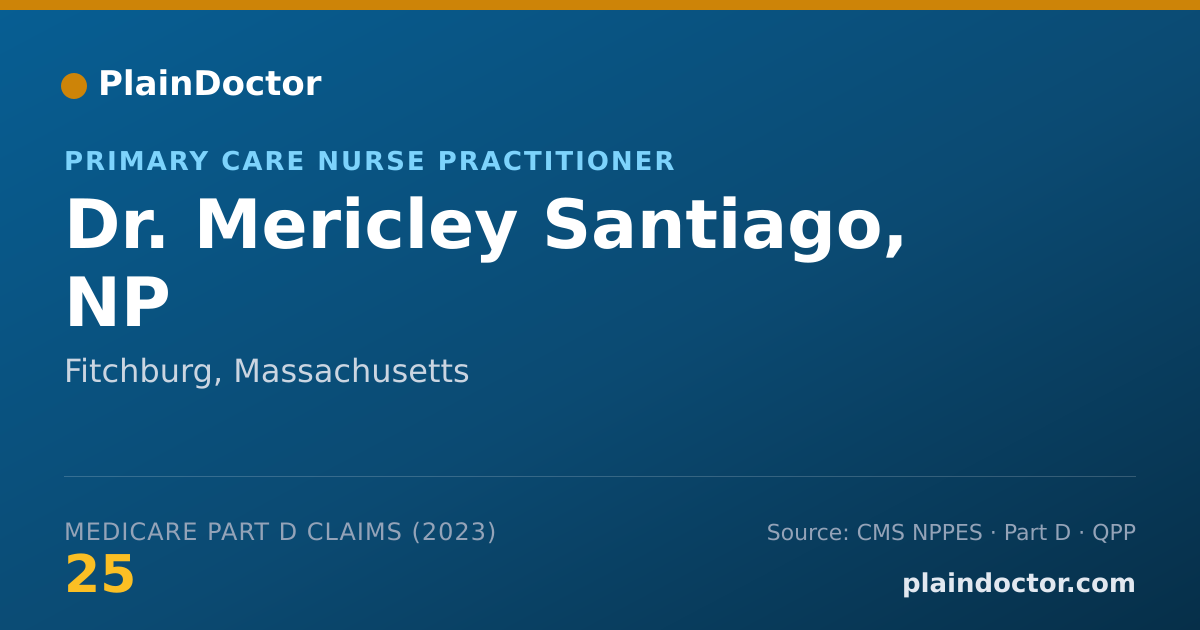Shareable card for Mericley Santiago, NP - Primary Care Nurse Practitioner, Fitchburg, MA