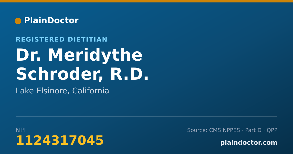 Shareable card for Meridythe Schroder, R.D. - Registered Dietitian, Lake Elsinore, CA