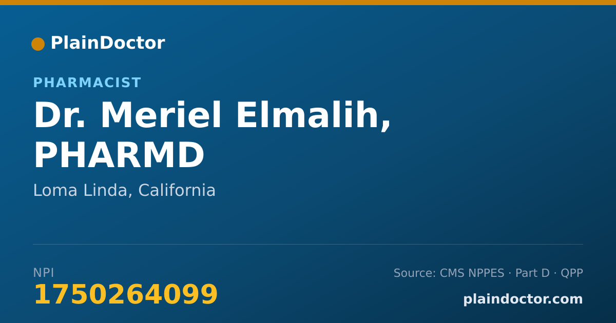 Shareable card for Meriel Elmalih, PHARMD - Pharmacist, Loma Linda, CA