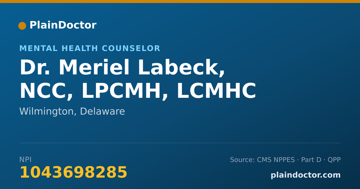 Shareable card for Meriel Labeck, NCC, LPCMH, LCMHC - Mental Health Counselor, Wilmington, DE