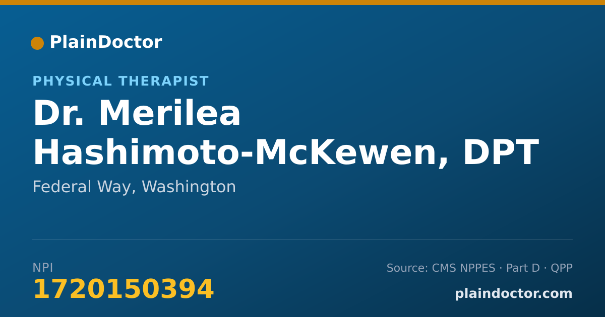 Shareable card for Merilea Hashimoto-McKewen, DPT - Physical Therapist, Federal Way, WA