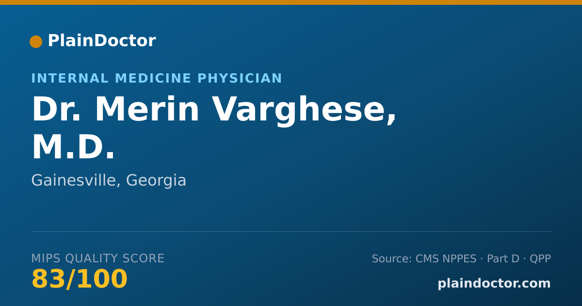 Shareable card for Merin Varghese, M.D. - Internal Medicine Physician, Gainesville, GA
