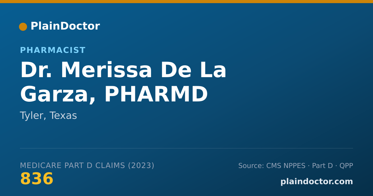 Shareable card for Merissa De La Garza, PHARMD - Pharmacist, Tyler, TX