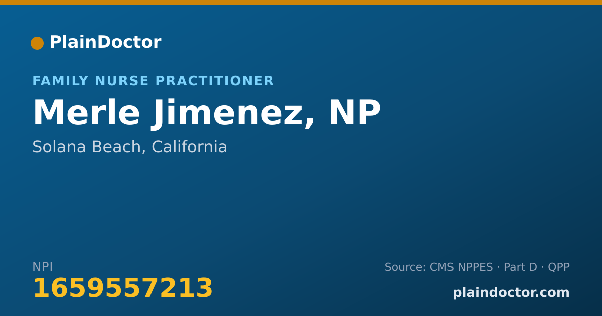 Shareable card for Merle Jimenez, NP - Family Nurse Practitioner, Solana Beach, CA
