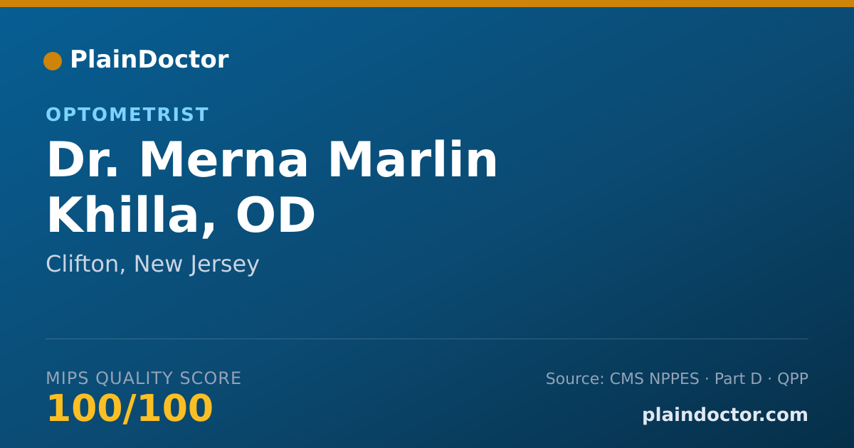 Shareable card for Merna Marlin Khilla, OD - Optometrist, Clifton, NJ