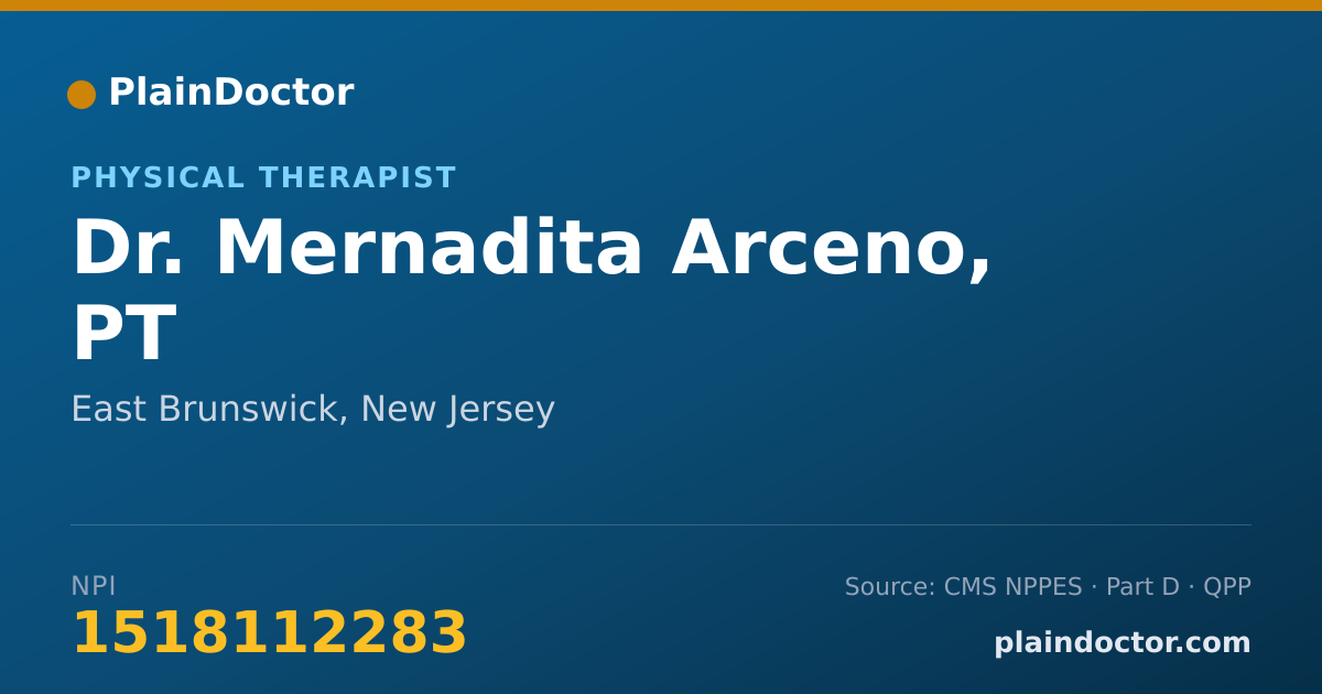Shareable card for Mernadita Arceno, PT - Physical Therapist, East Brunswick, NJ