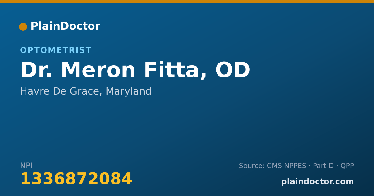 Shareable card for Meron Fitta, OD - Optometrist, Havre De Grace, MD
