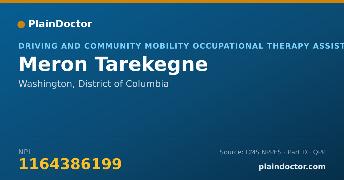 Shareable card for Meron Tarekegne - Driving and Community Mobility Occupational Therapy Assistant, Washington, DC