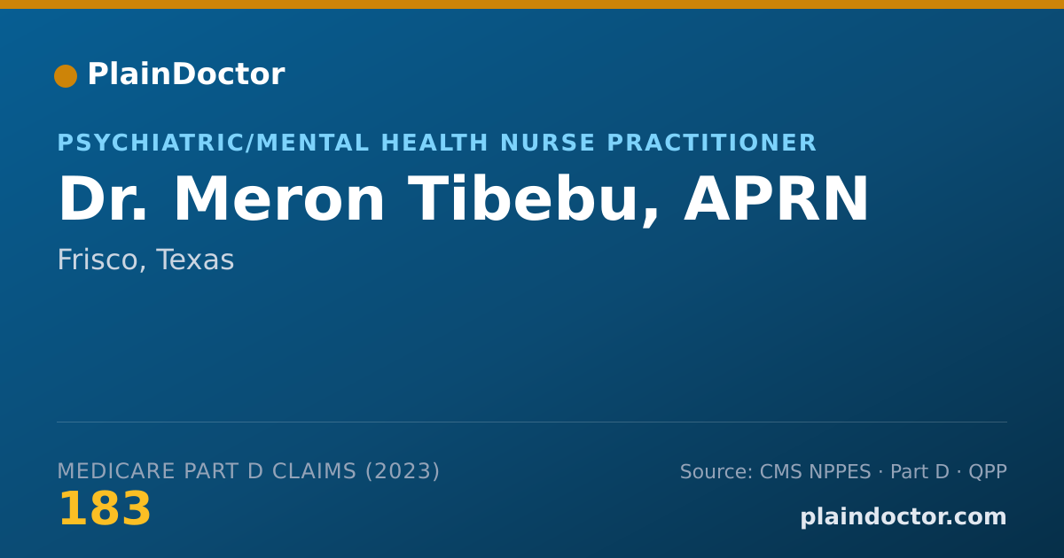 Shareable card for Meron Tibebu, APRN - Psychiatric/Mental Health Nurse Practitioner, Frisco, TX