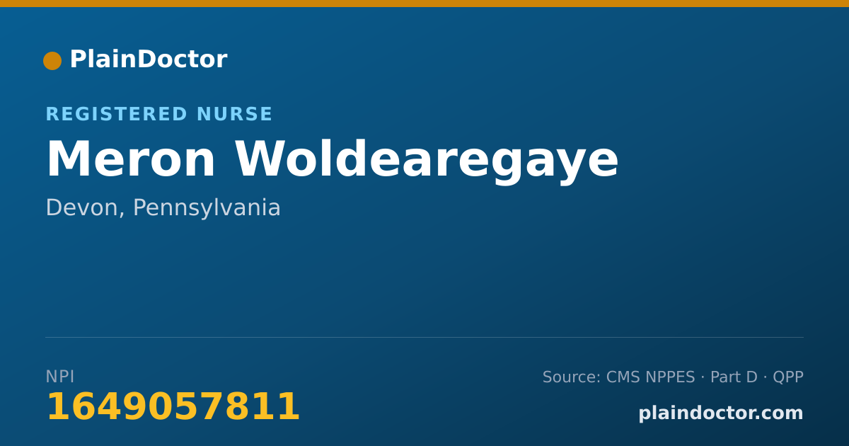 Shareable card for Meron Woldearegaye - Registered Nurse, Devon, PA