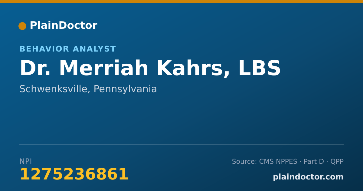 Shareable card for Merriah Kahrs, LBS - Behavior Analyst, Schwenksville, PA