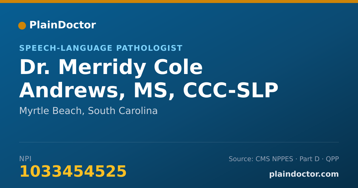 Shareable card for Merridy Cole Andrews, MS, CCC-SLP - Speech-Language Pathologist, Myrtle Beach, SC