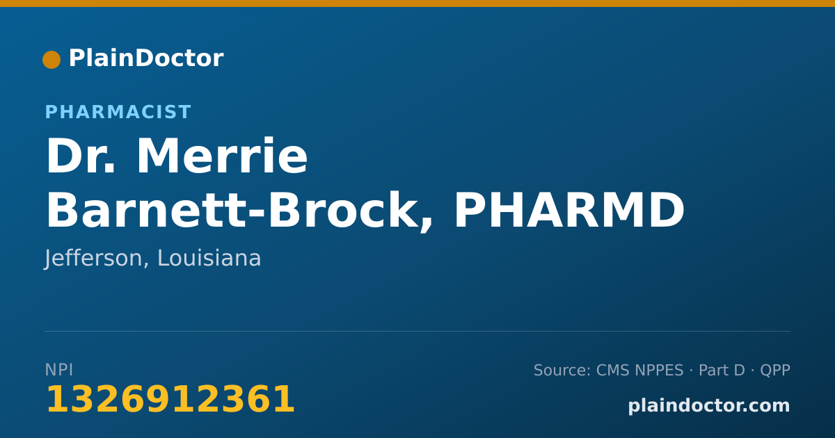 Shareable card for Merrie Barnett-Brock, PHARMD - Pharmacist, Jefferson, LA