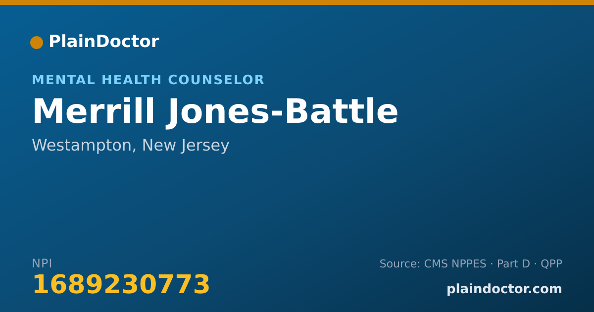 Shareable card for Merrill Jones-Battle - Mental Health Counselor, Westampton, NJ