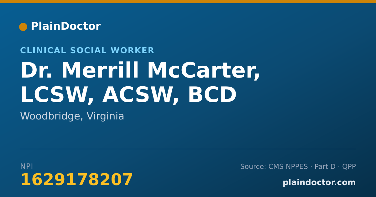 Shareable card for Merrill McCarter, LCSW, ACSW, BCD - Clinical Social Worker, Woodbridge, VA