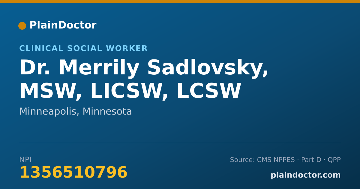 Shareable card for Merrily Sadlovsky, MSW, LICSW, LCSW - Clinical Social Worker, Minneapolis, MN