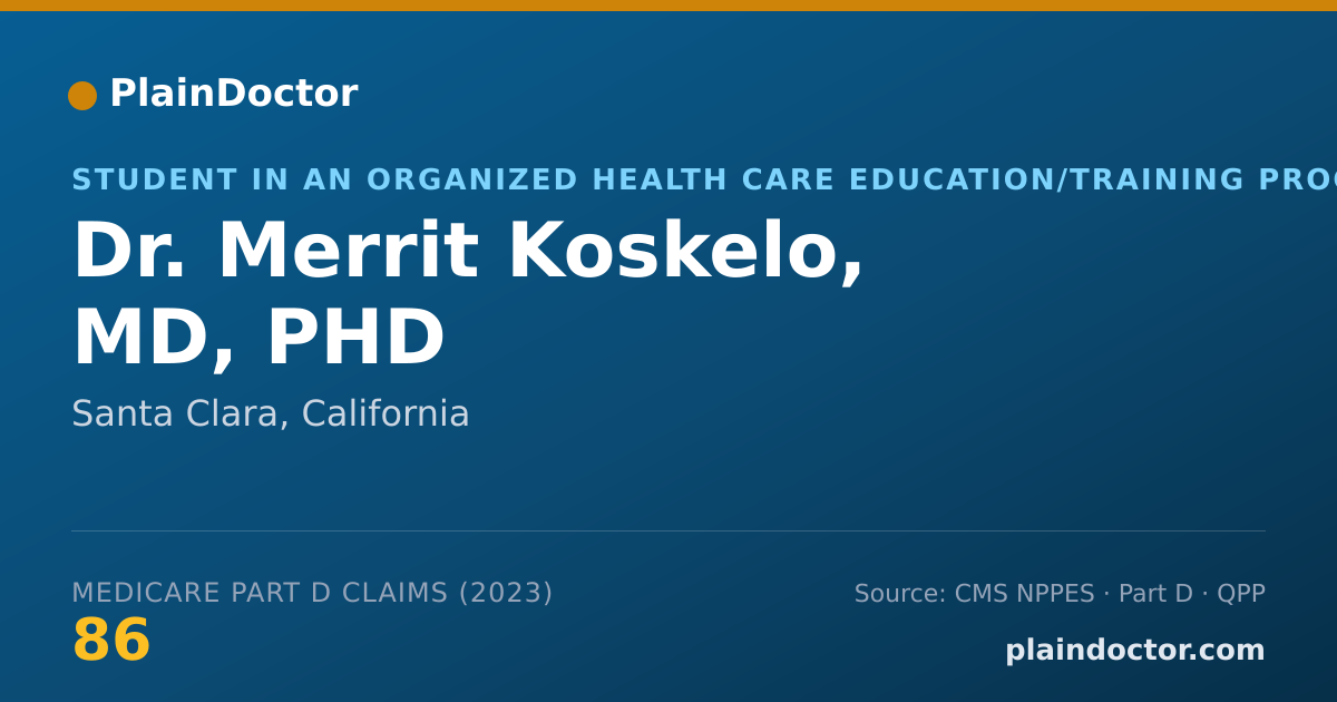 Shareable card for Merrit Koskelo, MD, PHD - Student in an Organized Health Care Education/Training Program, Santa Clara, CA