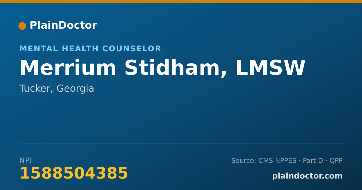 Shareable card for Merrium Stidham, LMSW - Mental Health Counselor, Tucker, GA