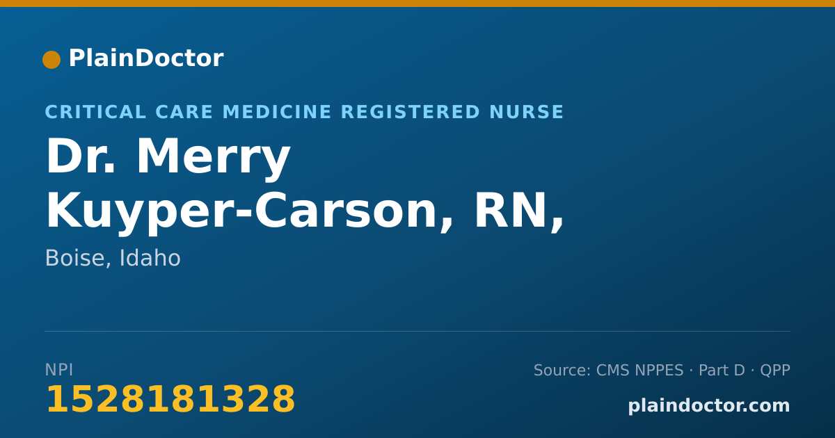 Shareable card for Merry Kuyper-Carson, RN, BSN, MSNE - Critical Care Medicine Registered Nurse, Boise, ID