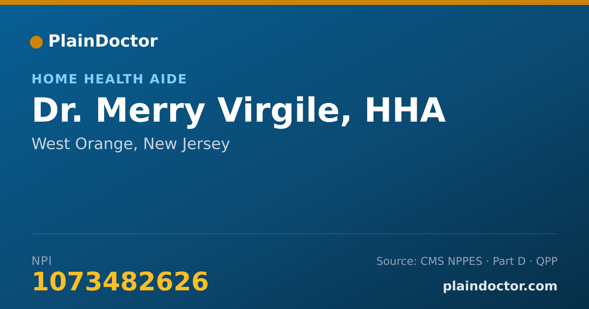 Shareable card for Merry Virgile, HHA - Home Health Aide, West Orange, NJ
