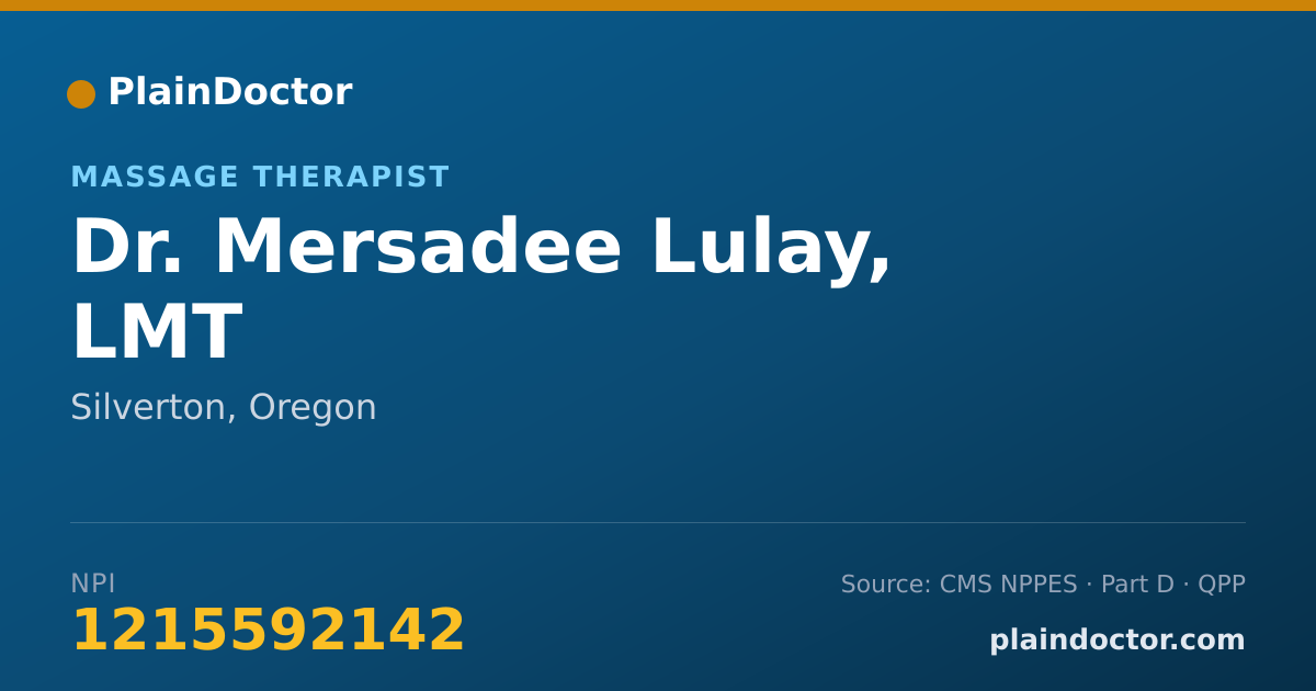 Shareable card for Mersadee Lulay, LMT - Massage Therapist, Silverton, OR