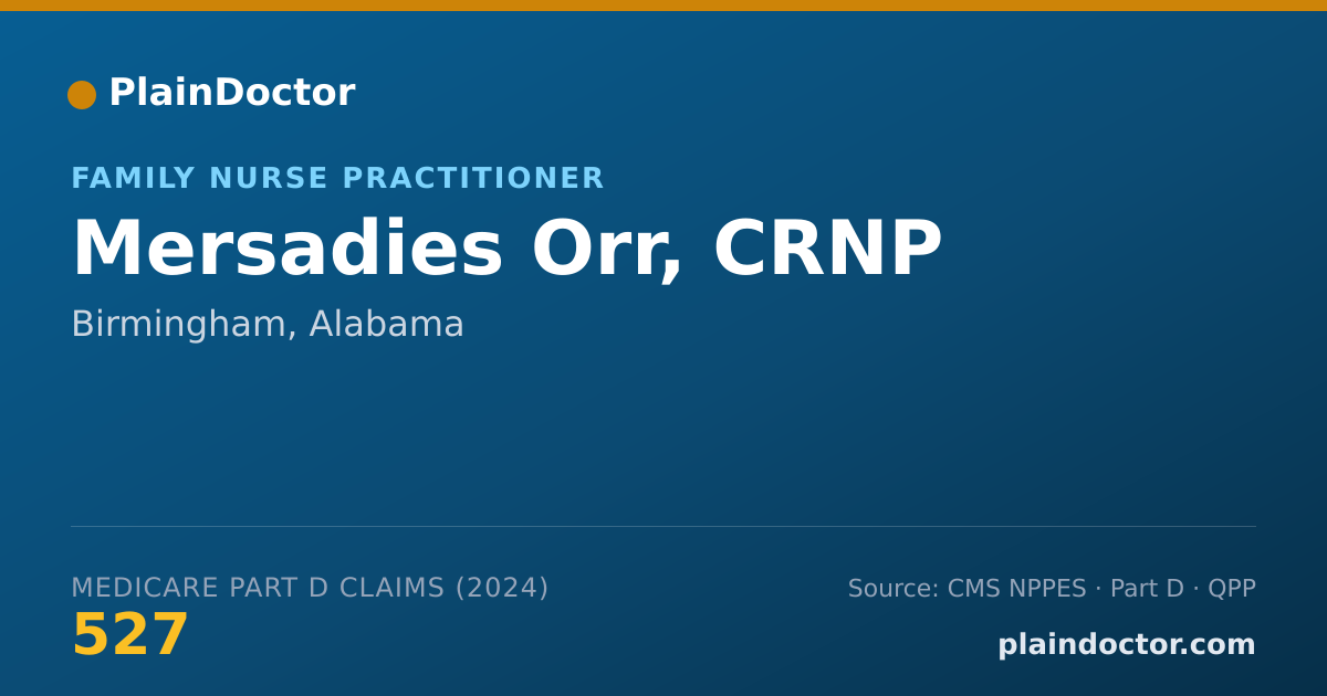 Shareable card for Mersadies Orr, CRNP - Family Nurse Practitioner, Birmingham, AL
