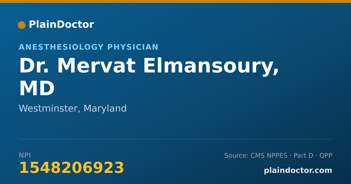 Shareable card for Mervat Elmansoury, MD - Anesthesiology Physician, Westminster, MD