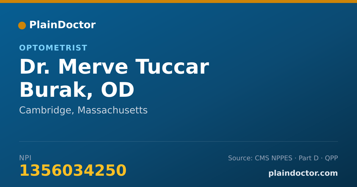 Shareable card for Merve Tuccar Burak, OD - Optometrist, Cambridge, MA