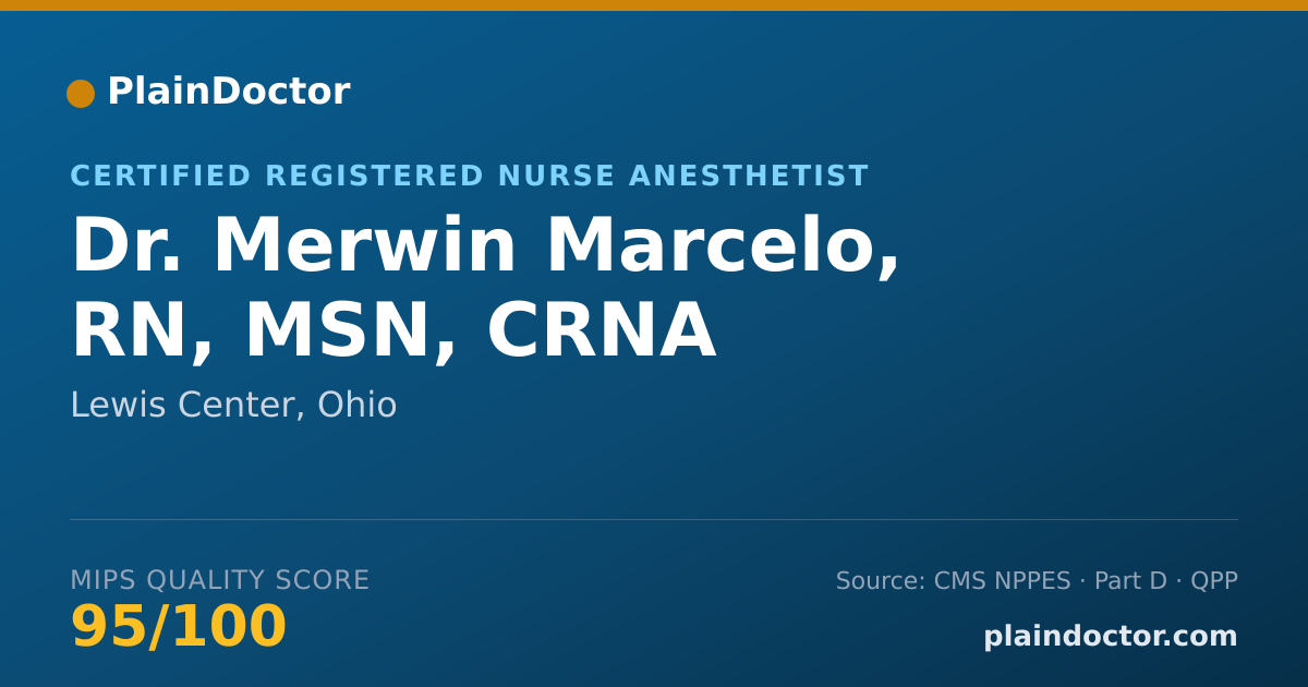 Shareable card for Merwin Marcelo, RN, MSN, CRNA - Certified Registered Nurse Anesthetist, Lewis Center, OH