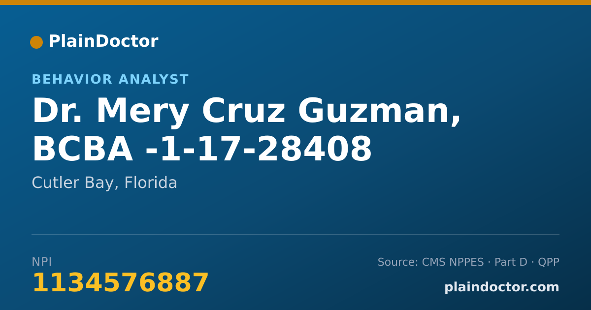 Shareable card for Mery Cruz Guzman, BCBA -1-17-28408 - Behavior Analyst, Cutler Bay, FL