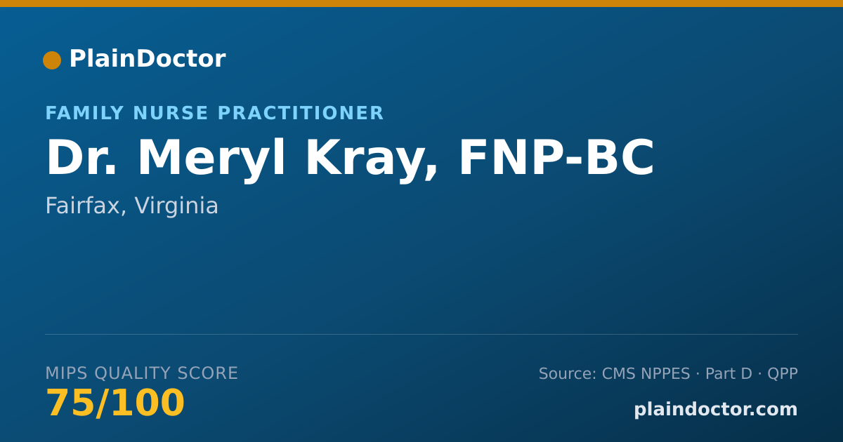 Shareable card for Meryl Kray, FNP-BC - Family Nurse Practitioner, Fairfax, VA