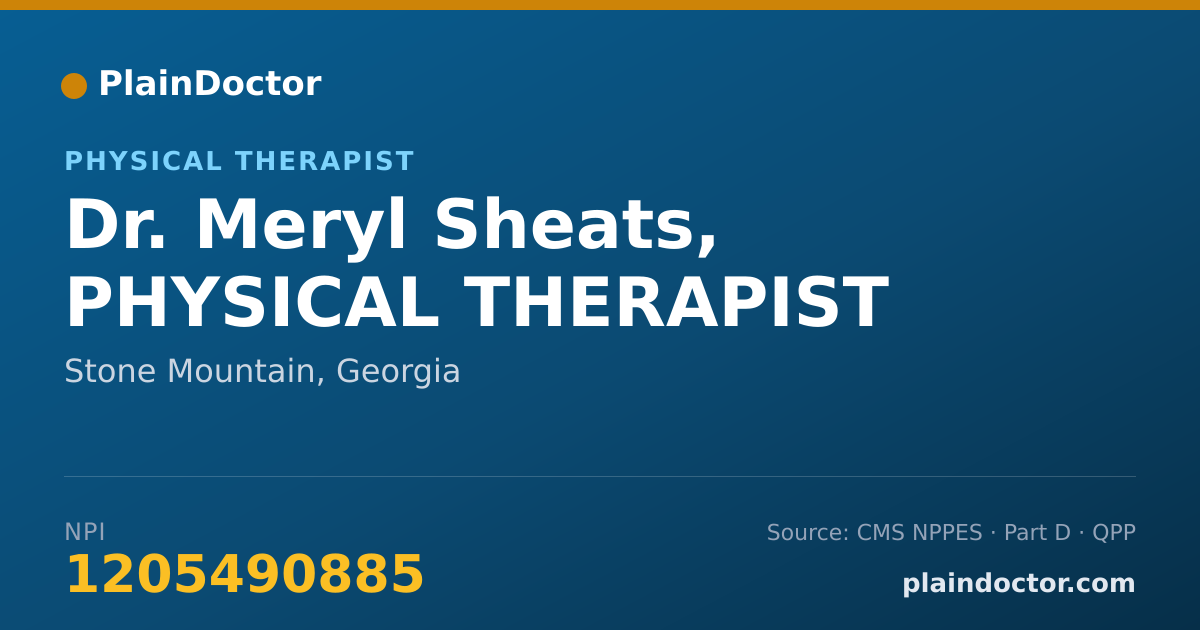Shareable card for Meryl Sheats, PHYSICAL THERAPIST - Physical Therapist, Stone Mountain, GA