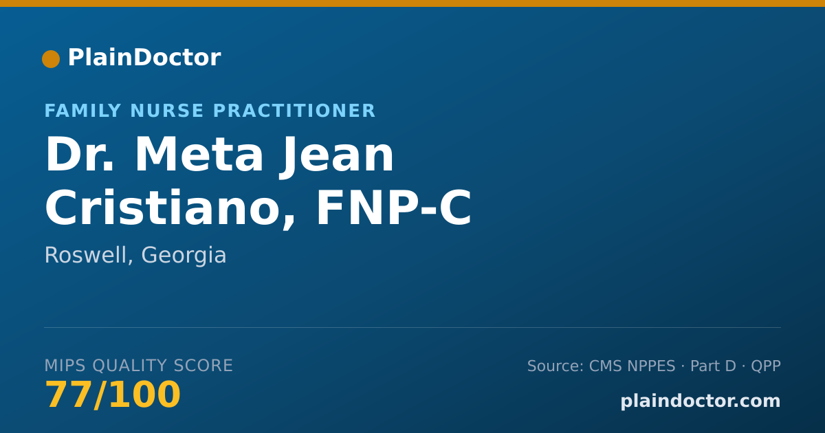 Shareable card for Meta Jean Cristiano, FNP-C - Family Nurse Practitioner, Roswell, GA
