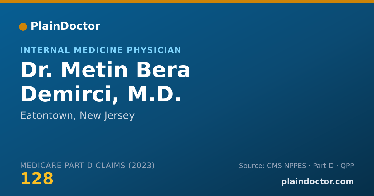 Shareable card for Metin Bera Demirci, M.D. - Internal Medicine Physician, Eatontown, NJ