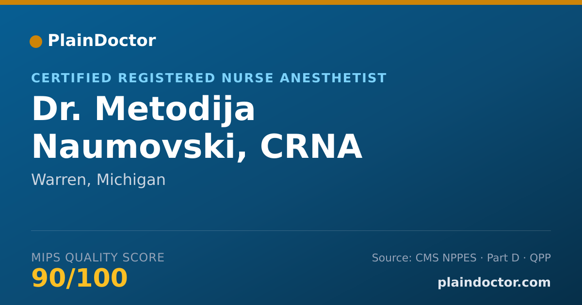 Shareable card for Metodija Naumovski, CRNA - Certified Registered Nurse Anesthetist, Warren, MI