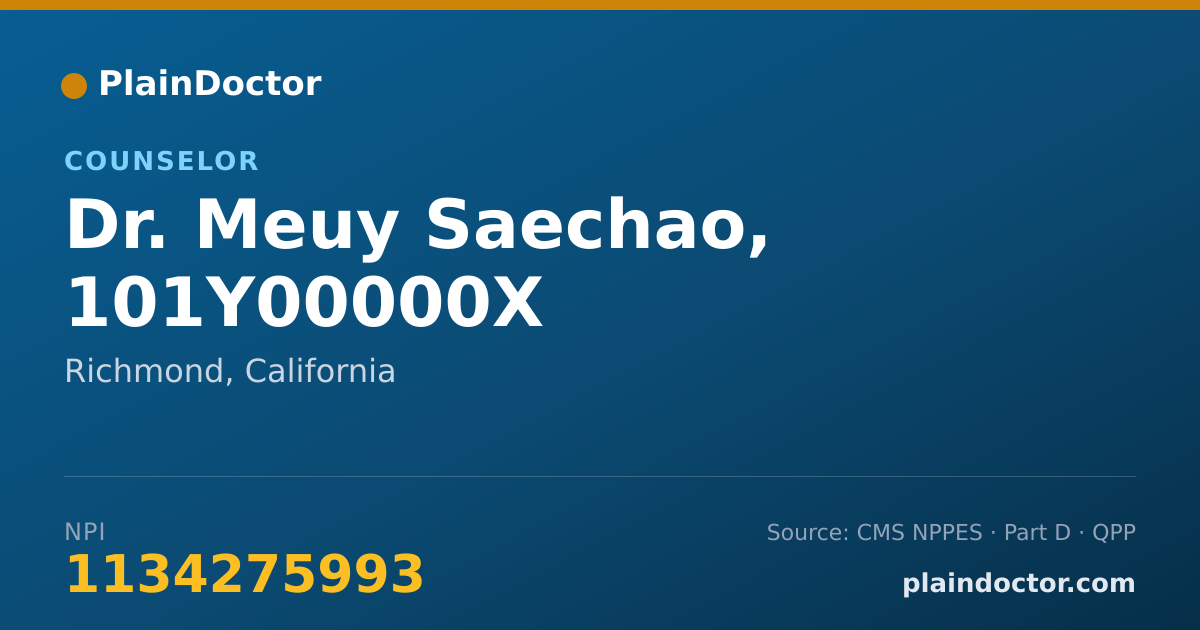 Shareable card for Meuy Saechao, 101Y00000X - Counselor, Richmond, CA