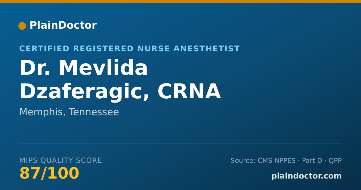 Shareable card for Mevlida Dzaferagic, CRNA - Certified Registered Nurse Anesthetist, Memphis, TN