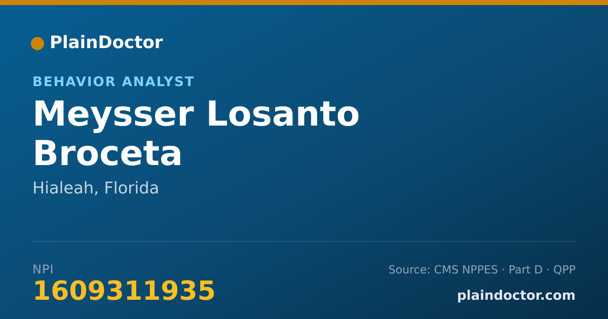 Shareable card for Meysser Losanto Broceta - Behavior Analyst, Hialeah, FL