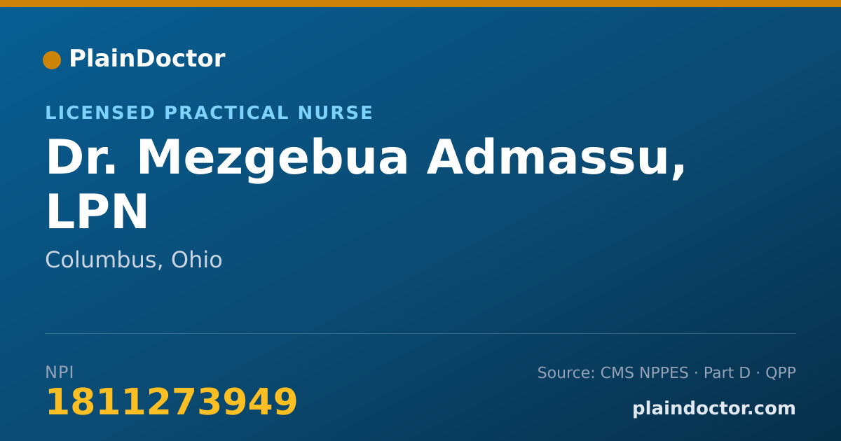 Shareable card for Mezgebua Admassu, LPN - Licensed Practical Nurse, Columbus, OH