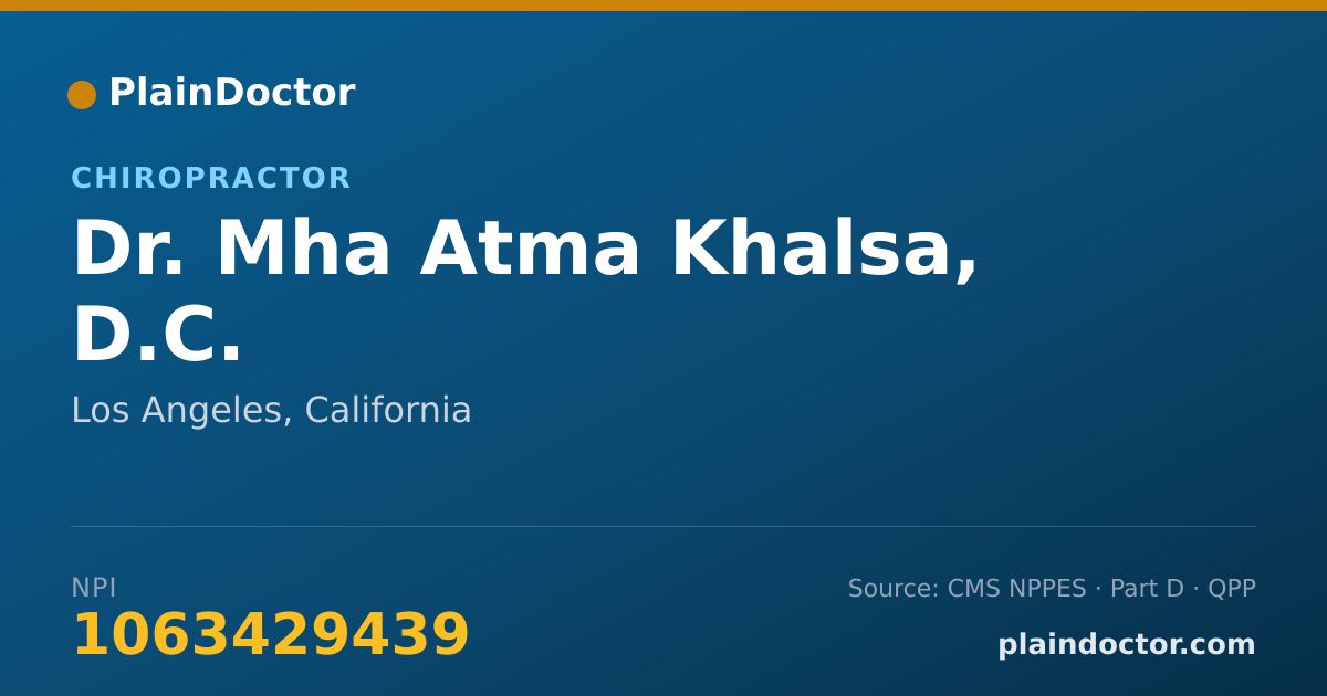 Shareable card for Mha Atma Khalsa, D.C. - Chiropractor, Los Angeles, CA