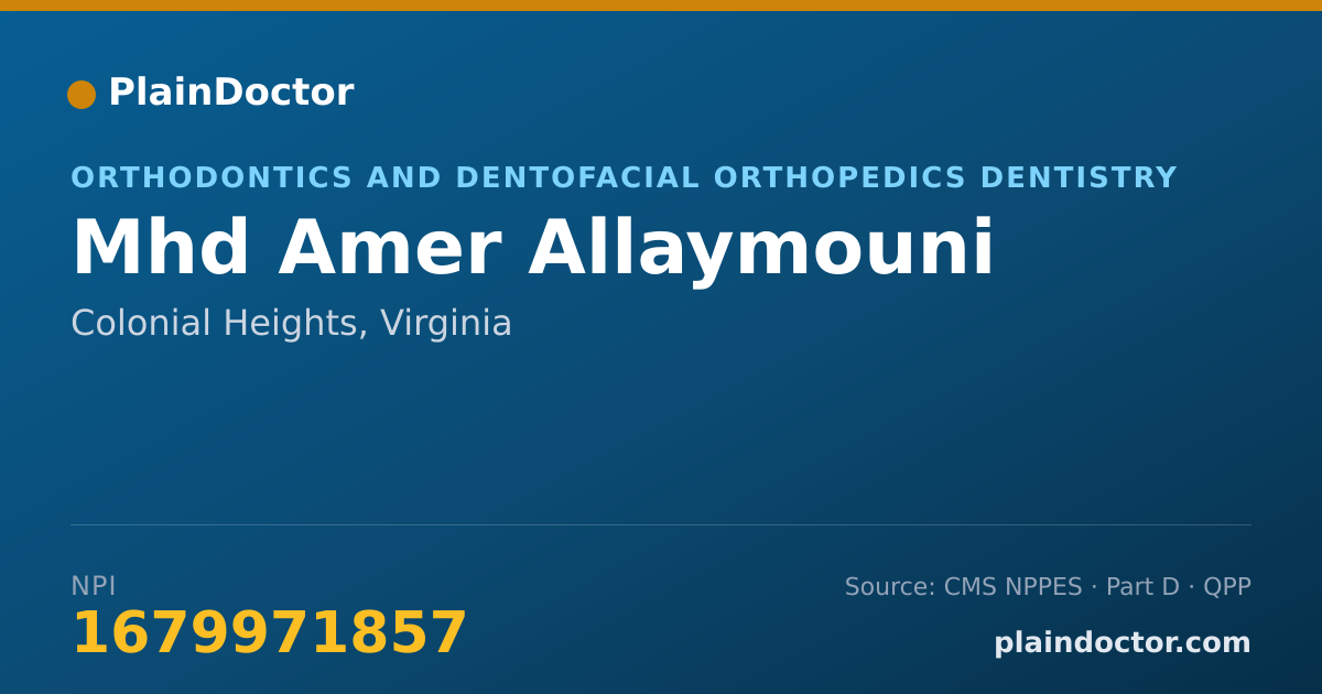 Shareable card for Mhd Amer Allaymouni - Orthodontics and Dentofacial Orthopedics Dentistry, Colonial Heights, VA