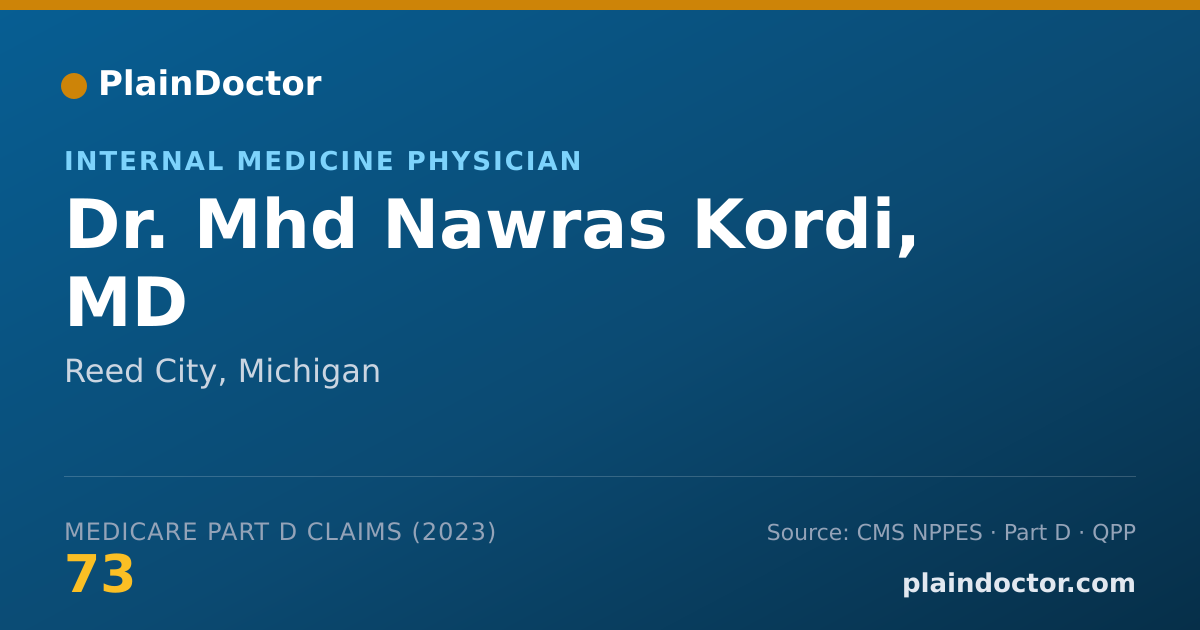 Shareable card for Mhd Nawras Kordi, MD - Internal Medicine Physician, Reed City, MI