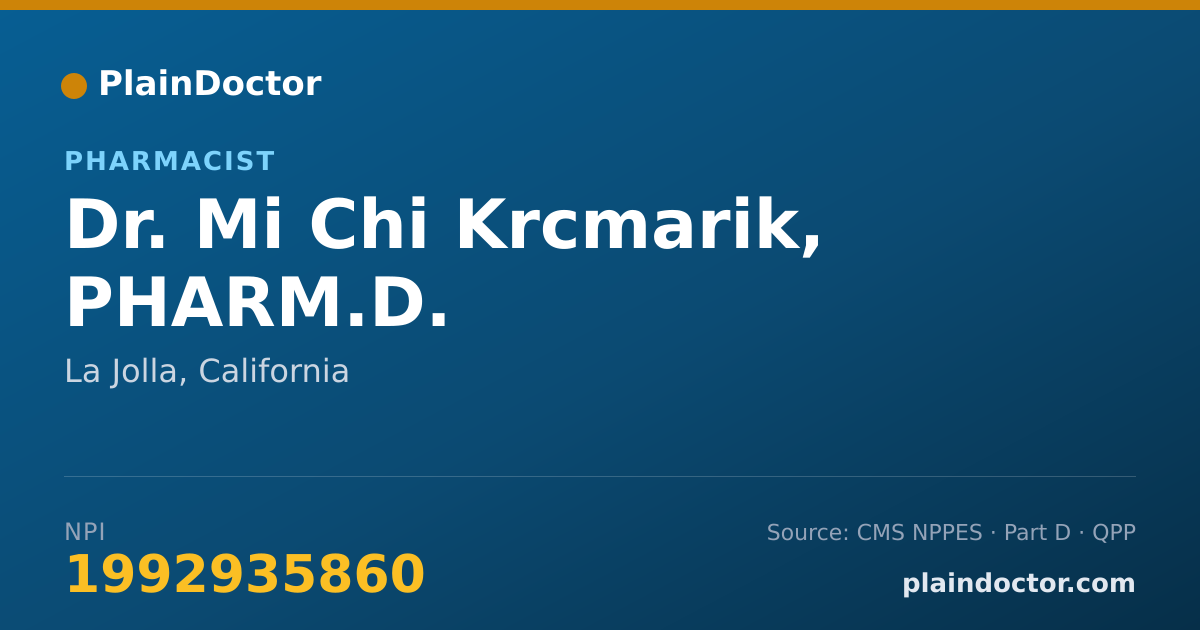 Shareable card for Mi Chi Krcmarik, PHARM.D. - Pharmacist, La Jolla, CA
